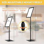 HYNAWIN Adjustable Floor Sign Stand Heavy Duty Pedestal Holder , with Aluminum Snap Open Frame for 8.5x11 Inches, Both Vertical and Horizontal View Displayed, Black