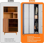 Aobabo Upgraded Metal Storage Locker for Employees, 6 Doors Metal Locker Cabinet with Lock and Name Card Slot, Industrial Storage with 18 Hooks, for Office Gym, Assembly Required,Grey White