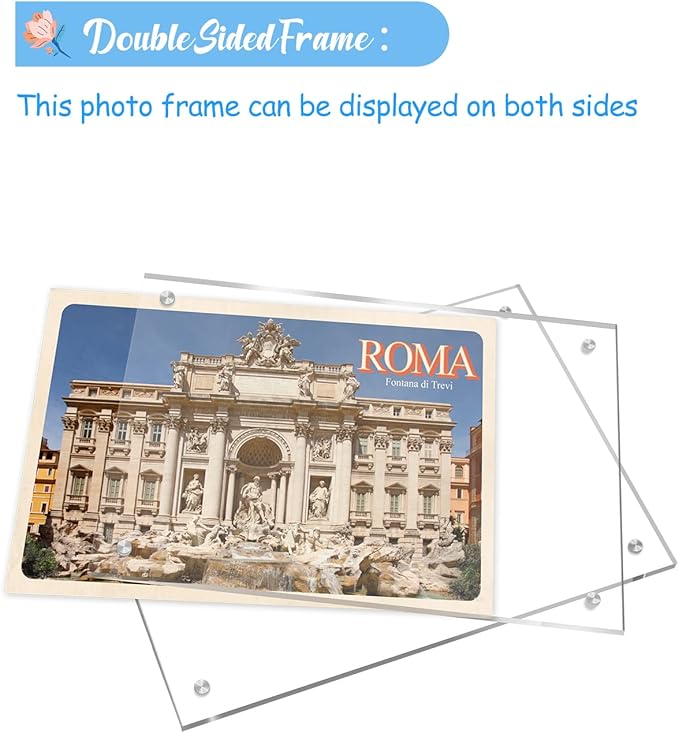 5 Pack Acrylic Picture Frame 4×6 Clear Double Sided Magnetic Photo Frame - Frameless Baby Friend Family Picture Desktop Display with Support Stand and Gift Boxes