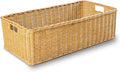 The Basket Lady Long Low Wicker Basket, Extra Large, 28.5 in L x 15 in W x 9 in H, Sandstone