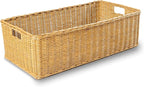 The Basket Lady Long Low Wicker Basket, Extra Large, 28.5 in L x 15 in W x 9 in H, Sandstone
