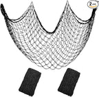 Decorative Fishing Net 80x40 Inch, Patioland 2 Pack Large Black Picture Fish Net, Wall Photo Hanging Fishnet for Nautical Mermaid Pirate Ocean Themed Hawaii Beach Under The Sea Party Decorations