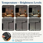 UPLIFTDESK E7 LED Desk Lamp with Clamp, Black Lamp with Silver Base