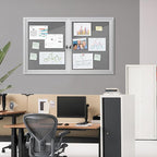 Mifuro 48"x30" Enclosed Bulletin Board, Outdoor Lockable Weather-Resistant Aluminum Cork Noticeboard for School & Office, Silver Frame w/Grey Flet