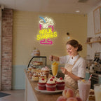 Milk Shakes Neon Sign Ice Cream Neon Signs for Wall Decor, Colorful LED Neon Lights for Dessert Shops Restaurants Bars with USB Power & Light-Up Signs