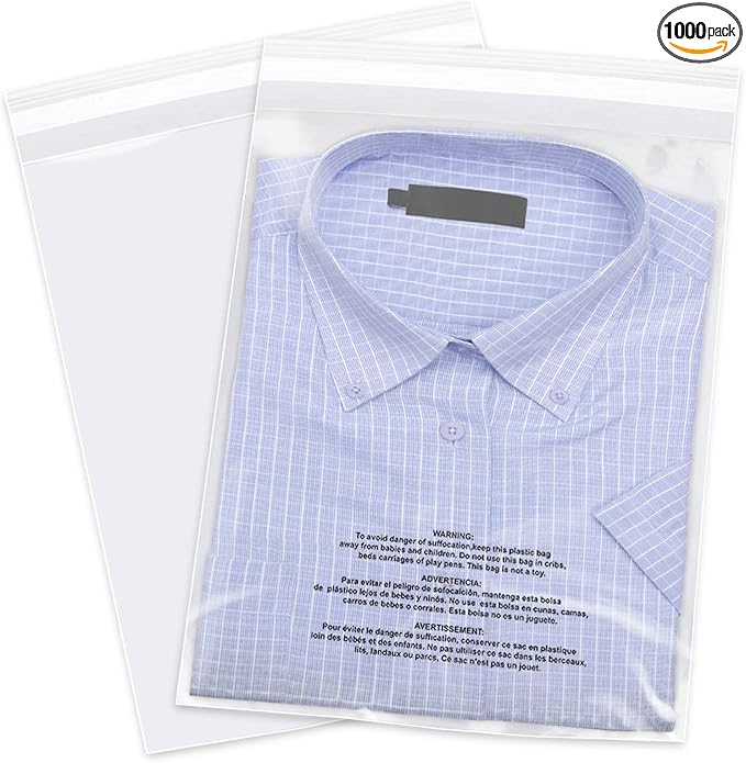 iMailer - 14" x 20"(1000 Counts) - Poly Bags with Suffocation Warning Self Seal 1.6 Mil for Clothing, Shirts, Packaging - Permanent Adhesive