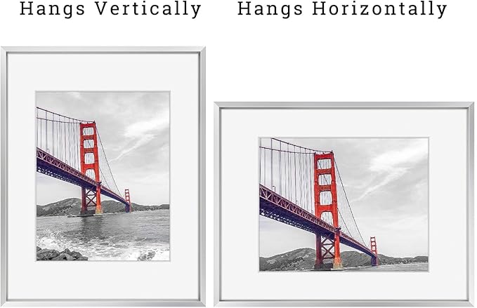 Frametory, 11x14 Metal Picture Frame with Mat for 8x10 Picture & Real Glass, Aluminum Photo Frame Collection (Silver, 1 Pack)
