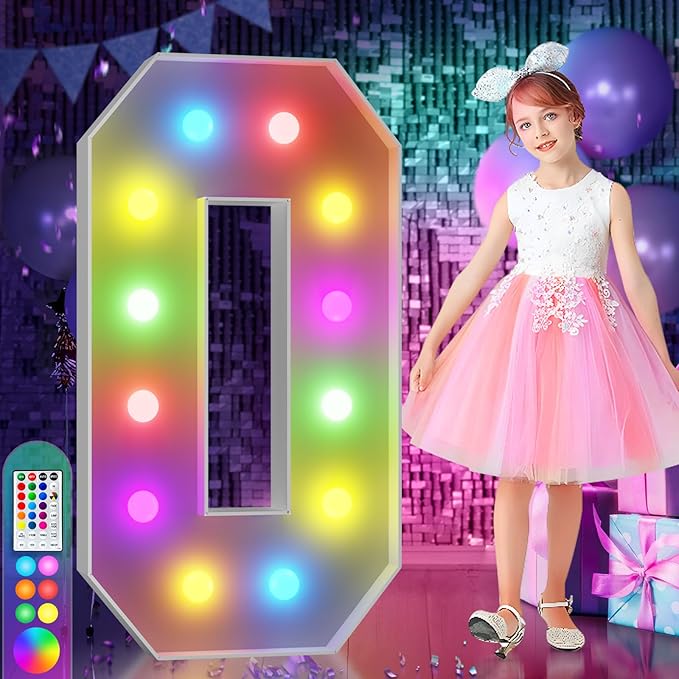 imprsv 4FT Colorful Marquee Letters O, 18 Colors Large Light up Letters Alphabet Sign with Remote, Large Marry Me Sign, Birthday Party Decorations Anniversary Wedding Decoration