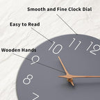 Mosewa Wall Clock Silent Non Ticking Decorative for Kitchen Bedroom Bathroom Office Living Room Battery Operated 10 Inch Gray Wood Modern Simple
