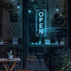 Vertical LED Open Signs for business – Super Bright - UV Printing Pattern, Remote Included - Large Size 20x50'' - Neon Open Sign for Café, Bar, Shop & Business Sign (Ice Blue)