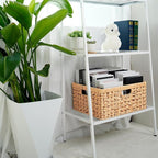 Large Wicker Basket, Hand-Woven Basket for Storage, Wicker Basket with 3 Handles, Waterproof Storage Basket for Shelves (1Pack)
