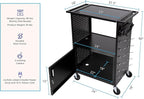Line Leader Stellar AV Cart - Computer Cart with Customizable Pegboard & Hooks, Locking Cabinet, UL Certified Power, Mobile Workstation with Locking Wheels, Ideal for Laptop & Charger Storage