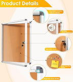 SWANCROWN Enclosed Bulletin Board Tamper-Proof Cork Noticeboard Secure Information Board with Acrylic Door 26x20inch (4xA4)