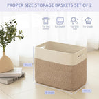 OIAHOMY Storage baskets for Shelf, Toy Storage Basket, Collapsible Storage Bins, Blanket Basket Living Room, Closet Storage for Bedroom, 16.5 x 13 x 12 Inches-Pack of 2-Brown
