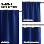 KGORGE Navy Blackout Curtains 63 inch Length, Privacy Room Darkening Rod Pocket and Back Tab Thermal Insulated Light Blocking Curtains for Living Room Bedroom, 52 x 63 Inch, 2 Panels