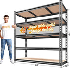 REIBII 48" W Garage Shelving 3020LBS Storage Shelves 5 Tier Heavy Duty Shelving Adjustable Garage Shelves for Basement, Warehouse, Commercial, Easy Assemble, 48" W x 72" H x 24" D, 2PC