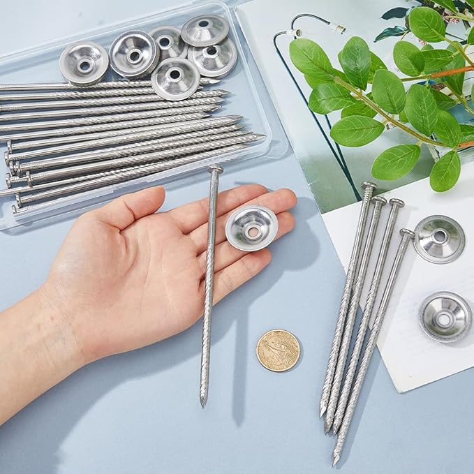 SUPERFINDINGS 20Pcs Outdoor Rv Rug Stakes Stainless Steel Spira Patio Mats Stakes Silver Outdoor Rug Holder Patio Rug Stake for Fixing Rugs Tents Tarps and RVs Mats Rv Camping Accessories