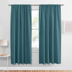 PONY DANCE Slate Blue Blackout Curtains for Living Room, Rod Pocket Thermal Insulated Black Out Window Curtain Panels for Boy's Bedroom, Slateblue, W 42 x L 72 inch, 2 Pieces
