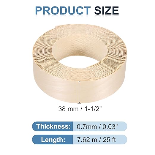 PATIKIL Birch Edge Banding, 1-1/2 Inch x 25 ft Wood Veneer Tape Pre-glued Flexible Plywood Edge Banding with Hot Melt Adhesive for Furniture Restoration