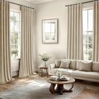 MIULEE Velvet Curtains 108 Inch Length 2 Panels Set for Bedroom, Pinch Pleat Back Tab Luxury Thermal Insulated Living Room Darkening Pleated Blackout Extra Long Window Curtain with Hooks, Beige