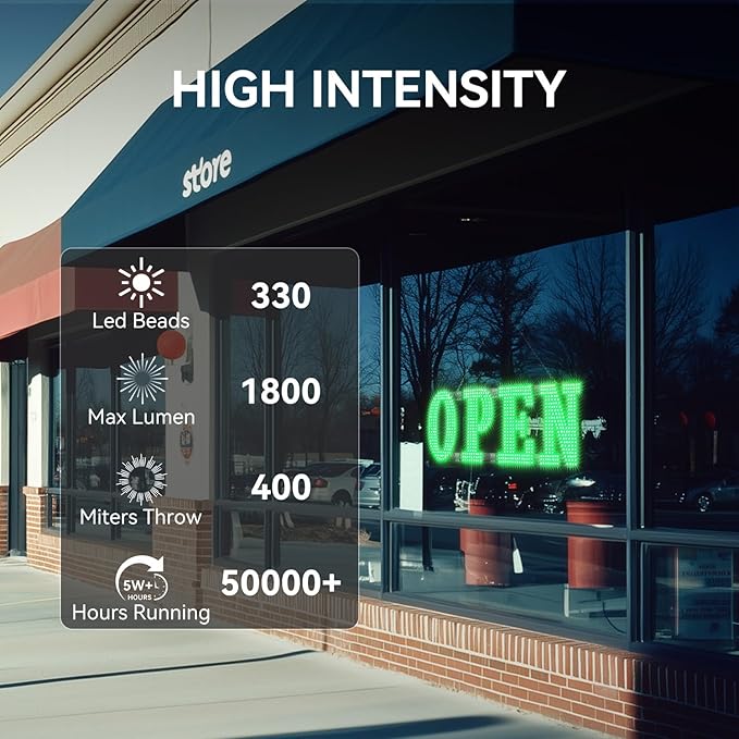 30" x 10" Large LED Open Signs with Remote Control 14 Modes Dimmable Open Sign for Business Window Stores Retail and Restaurant Green