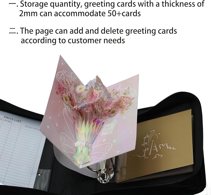 sale 3D pop up greeting card Display Album, for 6x9 inches Greeting Card Organizer Book for Retail, Store Events (pink)