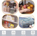4 Pack Wire Baskets for Pantry Metal Wire Freezer Organizer Bins with Handles, Metal Basket Rose Gold Wire Baskets for Storage Organizing Office, Kitchen Cabinets, Bathroom, Countertop