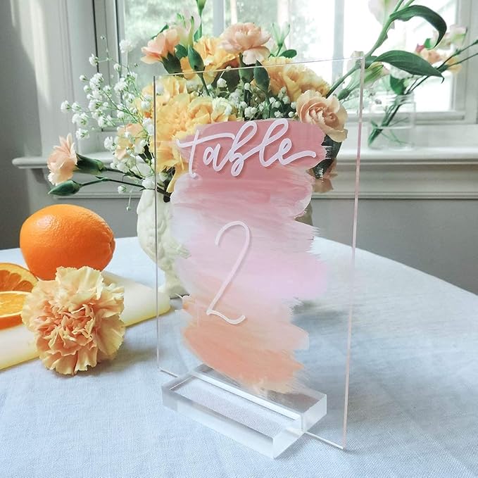 UNIQOOO 4" Clear Acrylic Stand | 4 Pack 3mm Slot Wedding Sign Holders, Perfect for Wedding, Table Number, Exhibition, Office, Restaurant, Business