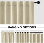 Hiasan Blackout Patio Sliding Door Curtain Extra Wide Thermal Insulated Blind Privacy Room Divider Curtain with Back Tab & Rod Pocket for Bedroom Partition Glass Door (100 x 84 Inches, Light Beige)