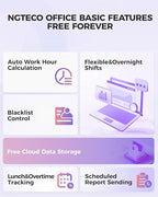 NGTeco Time Clock Cloud-Based, Face+Fingerprint+Card Attendance Time Clocks for Employees Small Business, 2.4G WiFi Remote Control Clock in Machine with Software＆App, IC Cards, No Monthly Fee