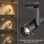 LED 12W Dimmable Track Lighting Heads with 10° to 55° Adjustable Beam Angle H Type 97 CRI 3000K Warm White Ceiling Spotlight for Accent Task Art, 1080lm, Black