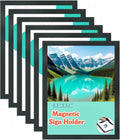 6 Pack Magnetic Sign Holder 8.5 x 11 Wall Mount, Self Adhesive Display Picture Frames with Strong Magnetic Border and Clear PVC, Document Poster Paper Holder for Home Office Store