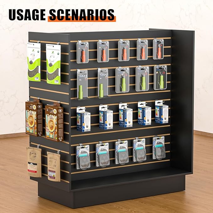 49.5”W x 24”D x 54”H - Retail Slat Wall Gondola Display with 3” Slatwall Units，Black Versatile H-Unit Slatwall Display Stand