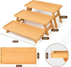GEHE Natural Bamboo Cupcake Stand, Foldable 3 Tier Cupcake Display Stand Tower, Dessert Table Serving Tray for Birthday/Wedding/Christmas/Party, Charcuterie Boards