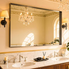 48"x32" Black Framed Bathroom Mirror, Large Rectangular Vanity Mirror, Aluminum Metal Frame, Wall Farmhouse Modern Wall-Mounted Mirrors for Bathroom, Bedroom, Living Room, Over Sink