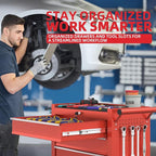 5-Drawers Garage Tool Chest, Large Capacity Tool Cabinet Heavy Duty Mechanic Rolling Tool Box Metal Locking Tool Cart with Drawers and Wheels for Storage