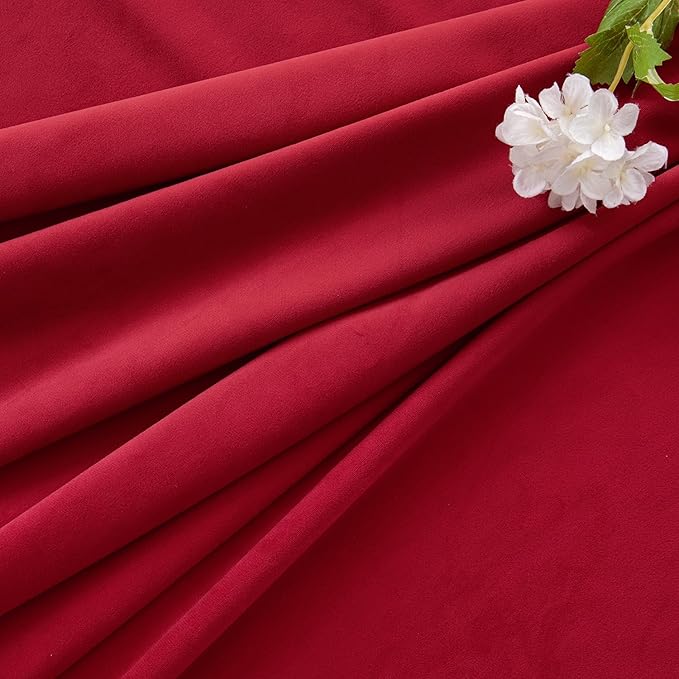 MIULEE Christmas Velvet Curtains 108 Inch Length 2 Panels Set for Bedroom, Pinch Pleat Back Tab Luxury Thermal Insulated Living Room Darkening Pleated Blackout Extra Long Window Curtain with Hook Red