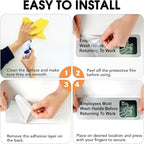 Faittoo Employees Must Wash Hands Before Returning to Work Sign, (4 Pack) Rust Free Brushed Aluminum Sign with Symbols, Self-adhesive, for Restaurant, Salons, Hotel, Rest Stops, Public Restrooms