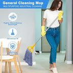 kCarpolyGeneral Cleaning Mop Heavy Duty Commercial Replacement, Heavy Duty Mop Head Commercial Replacement ，Wet Industrial Blue Cotton Looped End String Head Refill (Pack of 3) Blue
