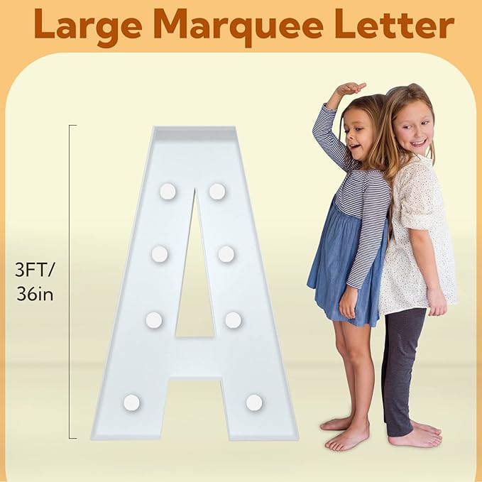 imprsv Marquee Light Up Letters, 3FT Marquee Letters Mosaic Light Up Letters for Birthday Baby Shower Party Decor, Large Marquee Letters for Party Decorations Letter A