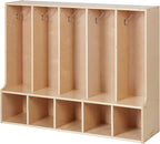 Sleekline 5-Section Toddler-Sized Coat Locker with Bench, Kids Furniture, Natural
