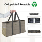 BALEINE Extra Large Utility Tote Bag with Wire Frame for Storage (Beige, 22''x12''x10'')