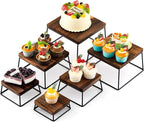 Weysat Set of 6 Dessert Table Display 4.7-8.6" Wood Risers Display Stands, Buffet Risers Food Stands for Party Catering Supplies Buffet Wood Cake Stand Set