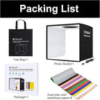 Photo Studio Light Box, PULUZ Mini Folding Lightbox LED Ring Light Portable Photo Box Shooting Tent Box Kit 12 Colors Backdrops USB Light Box Photography for Small Items Product Photography 10"x10"