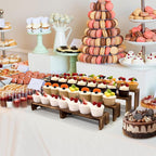 Large Display Wood Risers Wooden Stand 4 Tier Wood Racks, 2 Set 8 Pieces Cupcake Stands Cologne Perfume Organizer Dessert Stands for Vendors Event(Brown 8)