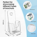MaxGear 6 Pack Acrylic Brochure Holder, Trifold 4 inches Wide Plastic Literature Holder For Pamphlets, Flyers, Rack Cards, Wall Mount Clear Countertop Organizer Display Stand, Office or Home Use