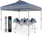 PHI VILLA Pop Up Canopy 10 10 Tents for Parties with Wheeled Bag, Portable Lightweight Folding w/Adjustable Height,Blue and White Stripes