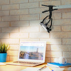 1200 Lumens Portable LED Clamp Work Light with 5ft 120V AC/60Hz Power Plug, Lightweight Design, Suitable for wet location, 10 Watts, 5000K Daylight, ETL Certified