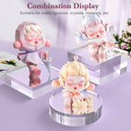 Acrylic Base Stand 4 Pieces Acrylic Blocks for Display 4 X 4 X 2 Inch Clear Polished Block Square Cube Riser Display Pedestal Stands for Jewelry Perfume Ring Collection Props Cake