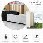 Wood Reception Desk Marble Stone with Checkout Retail Counter L Shaped Modern Mostrador para Negocio Office Desk Closed Front with Storage Drawers for Barber,Salon,Clothing Store